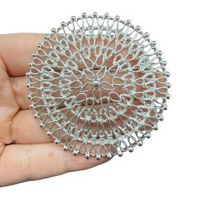 Vintage Open Work Silver Tone Signed Sarah Coventry Round Brooch Pin